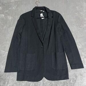 Gap Knit Blazer Womens Small Black Sweater Jacket Single Button Career Office
